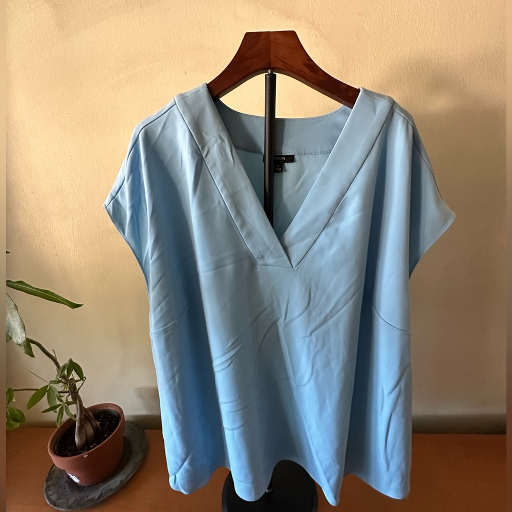 Alfani Sky Blue V-Neck Blouse
